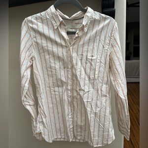 J. Crew Women’s Classic Button-Down Shirt with Tan Stripes Sz 8